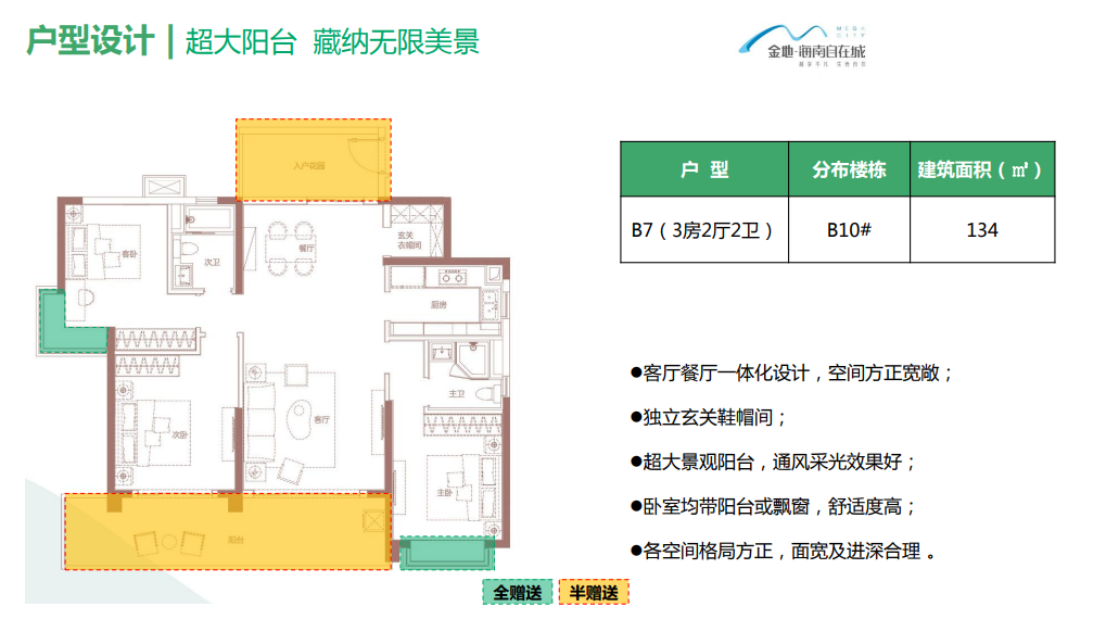 B7户型 3房2厅2卫134平 