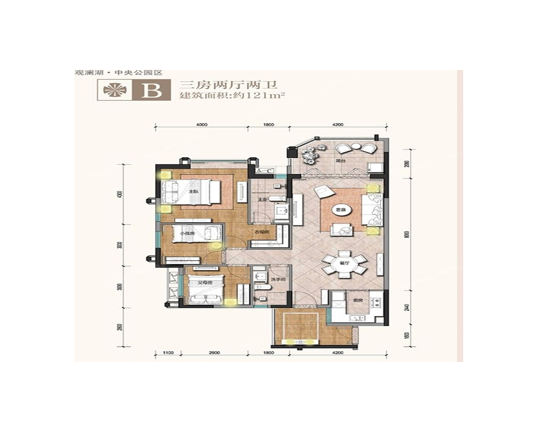 B户型 3房2厅2卫121.00m².jpg