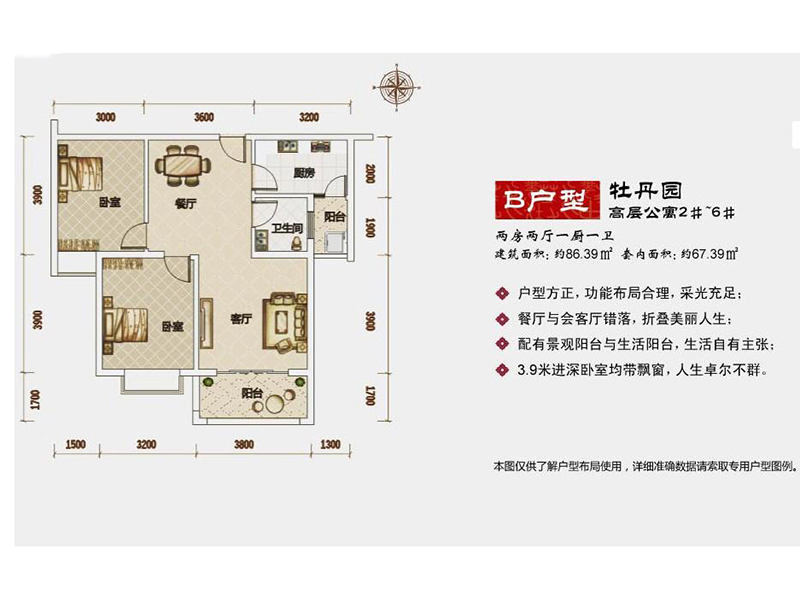 B户型牡丹园高层公寓两房两厅86㎡.jpg