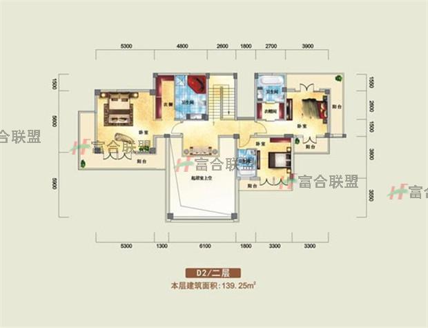 鸿洲江山云庭别墅D2户型（二层） 3室3卫139.25㎡.jpg