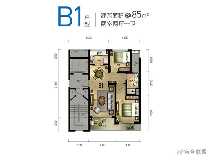 B1户型两房两厅85㎡.jpg