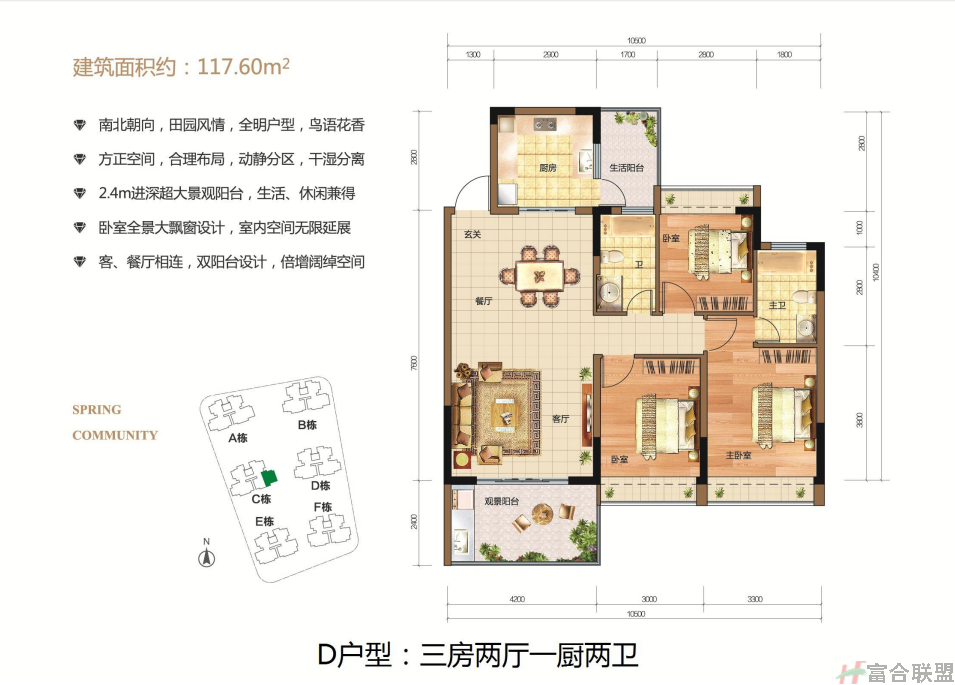 D户型 3房2厅2卫 117.60平.png