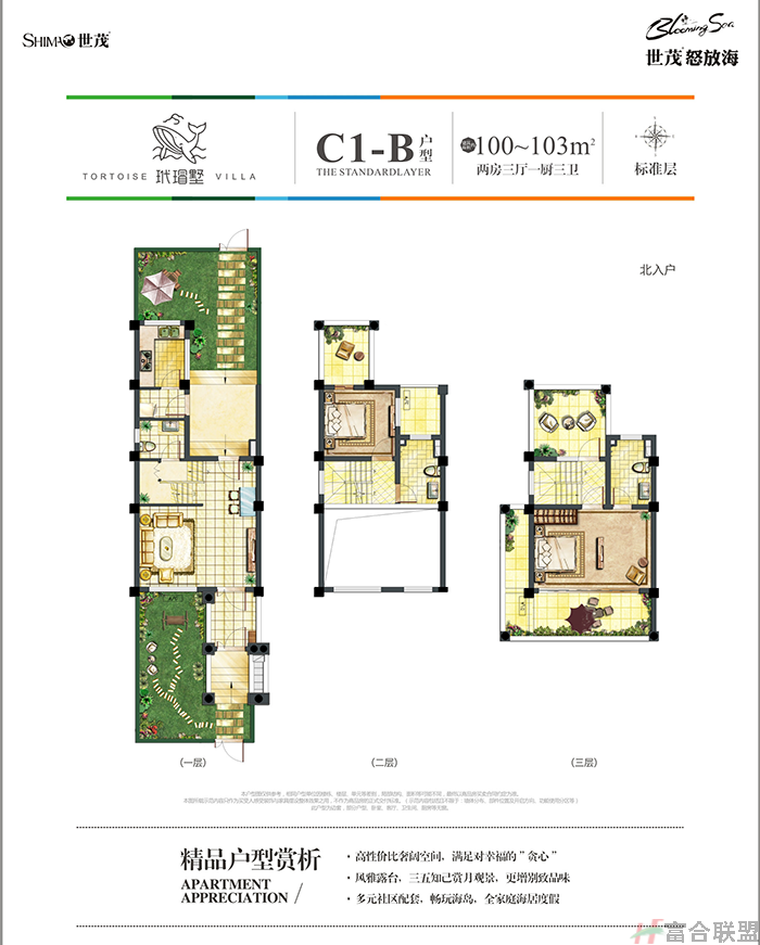 玳瑁墅C1-B户型两房三厅100-103㎡.png