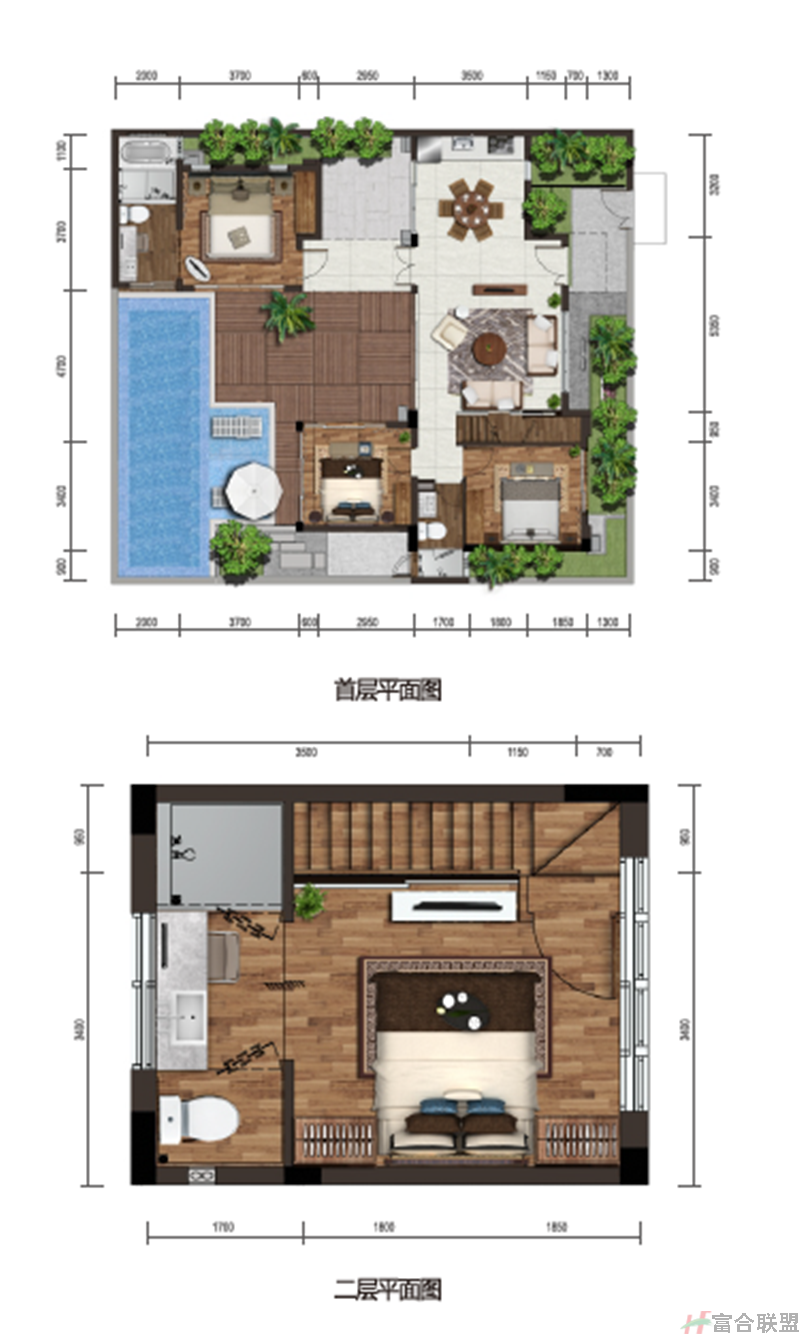 克拉墅B户型4房2厅3卫 一层 二层.png