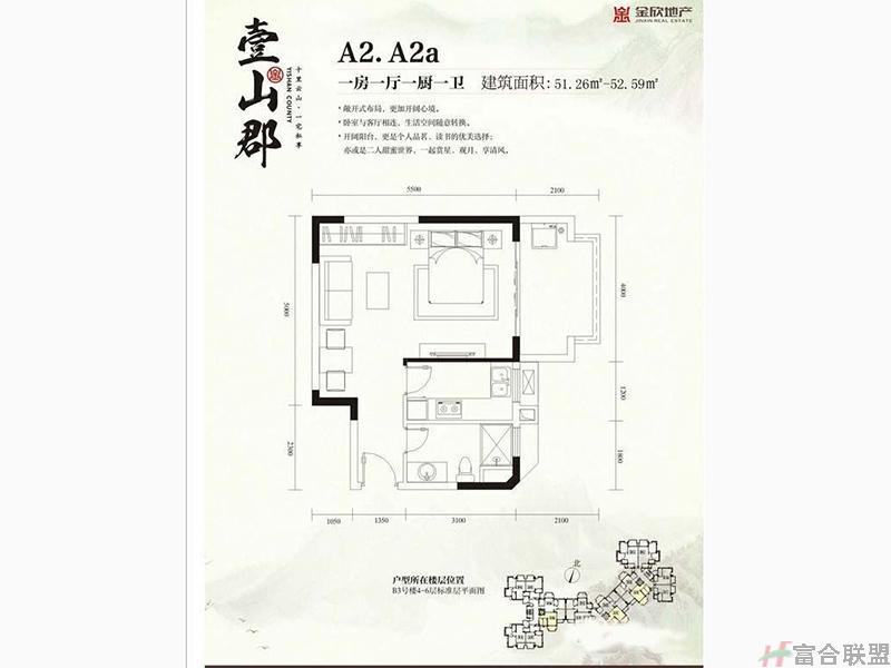 A2-A2a户型：一房一厅一厨一卫52m².jpg