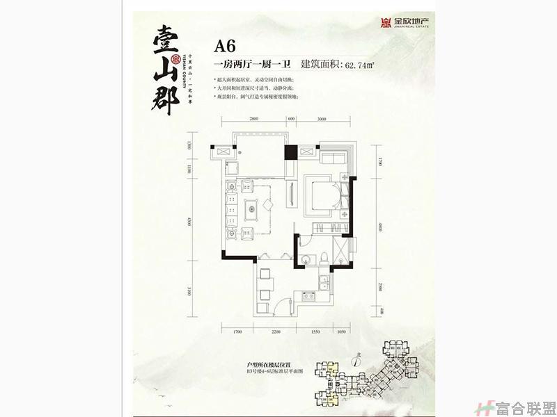 A6户型：一房两厅一厨一卫62m².jpg