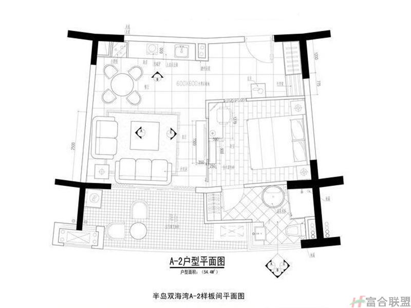 A-2户型：一房一厅一卫54㎡.jpg