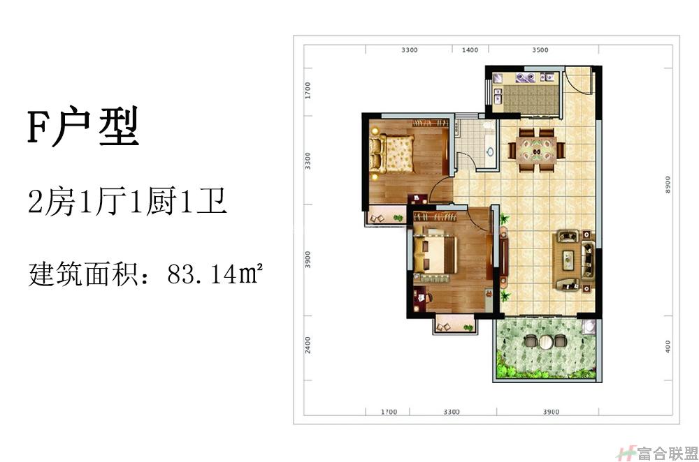 F户型：两房一厅一厨一卫83m².jpg