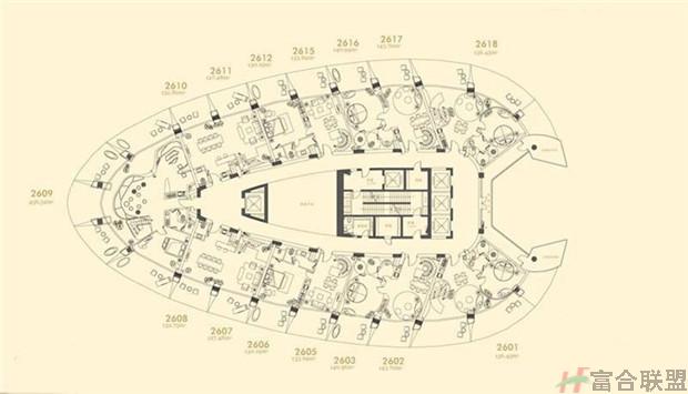 二十六层平面图 6室4厅4卫2346 