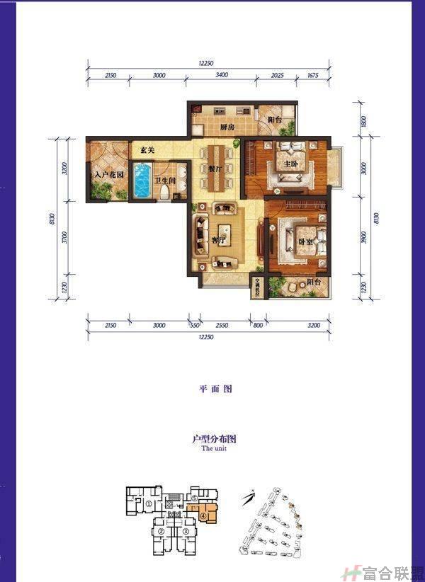 B1户型2室2厅1卫建筑面积：88平米.jpg