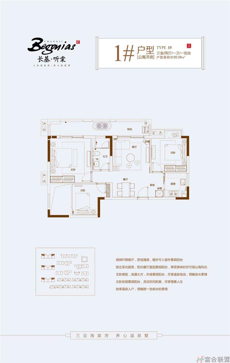 1#户型 三室两厅一卫一泡池  建筑面积约95.08.jpg