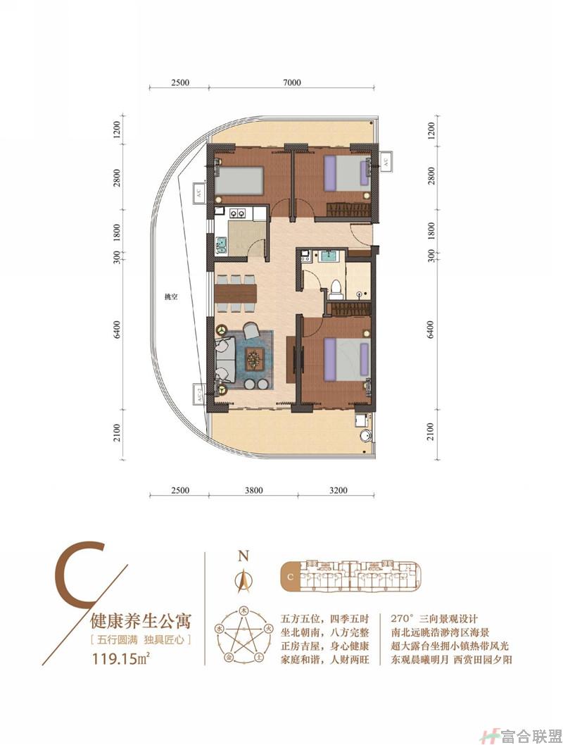C户型 养生公寓 3房2厅1卫 119.15平方.jpg