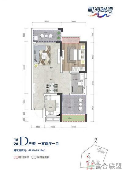 D户型图 1室2厅1卫  建筑面积68.45㎡.jpg