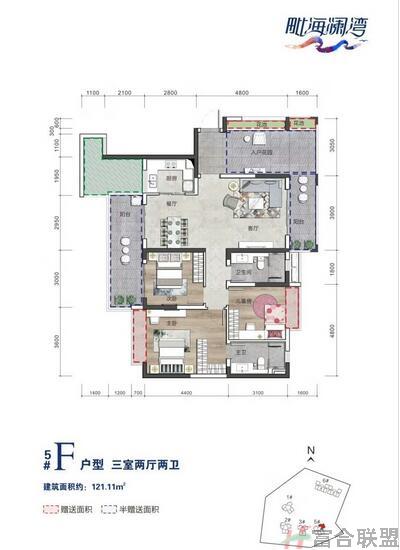 F户型图 3室2厅2卫  建筑面积121.11㎡.jpg