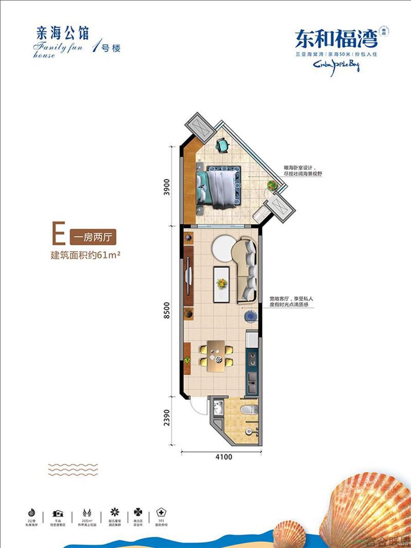 E户型 1房2厅 建筑面积61.jpg