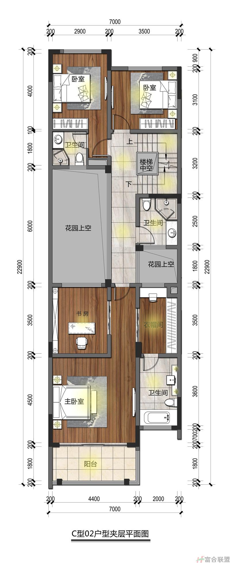 联排 C型02户型夹层平面图 建筑面积97.78㎡.jpg