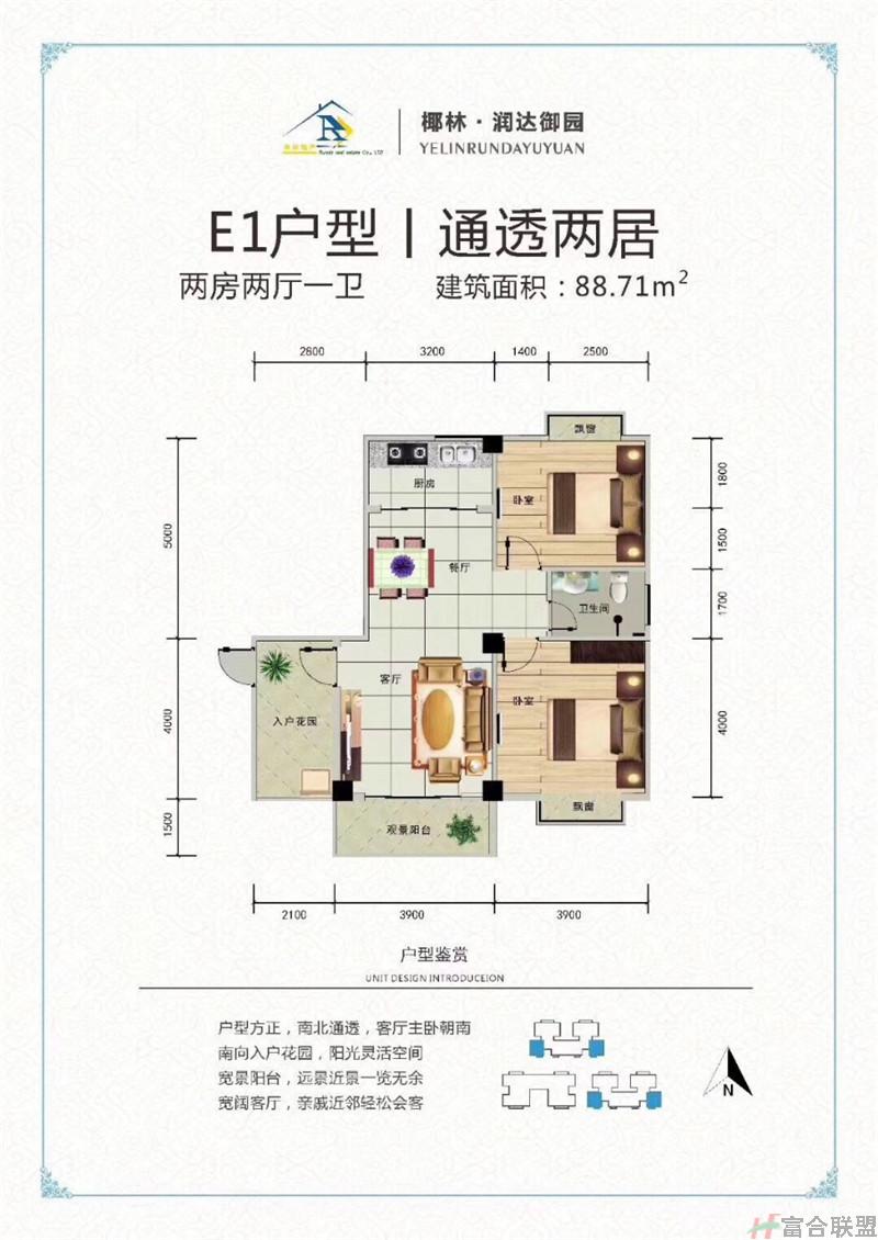 E1户型 两房两厅一卫 建筑面积88.71㎡.jpg