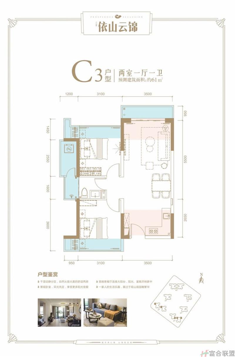 C3户型 2房1厅1卫 建面约61㎡.jpg