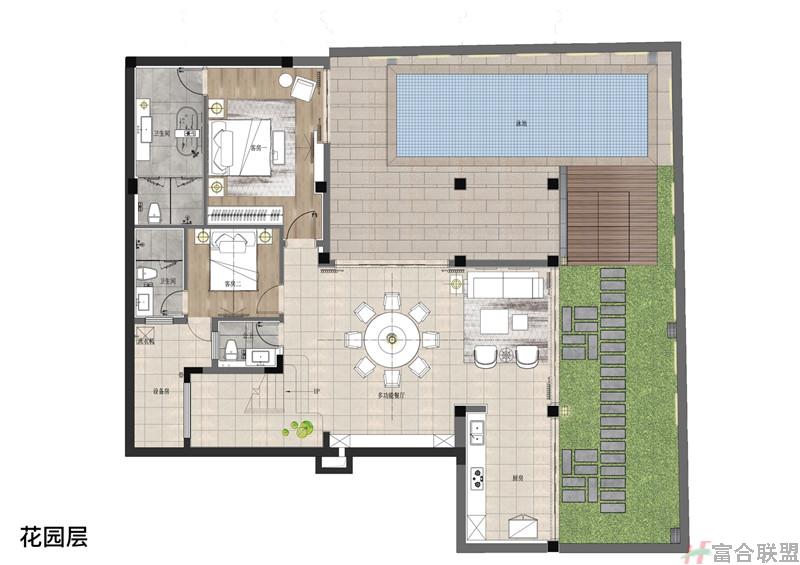 VA别墅户型 建筑面积约155.66 ㎡ 花园层.jpg