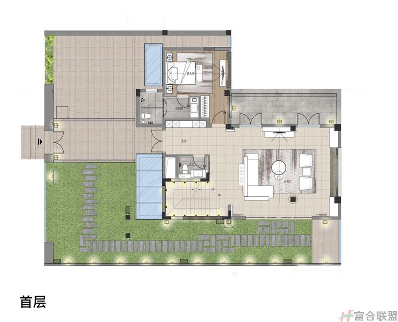 VA别墅户型 建筑面积约155.66 ㎡ 首层.jpg