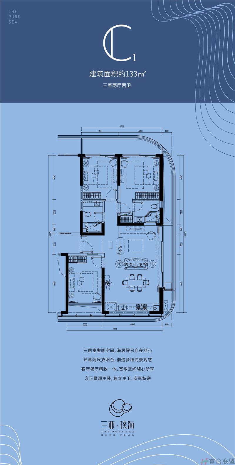 C1户型 3房2厅2卫 建筑面积约133平米.jpg