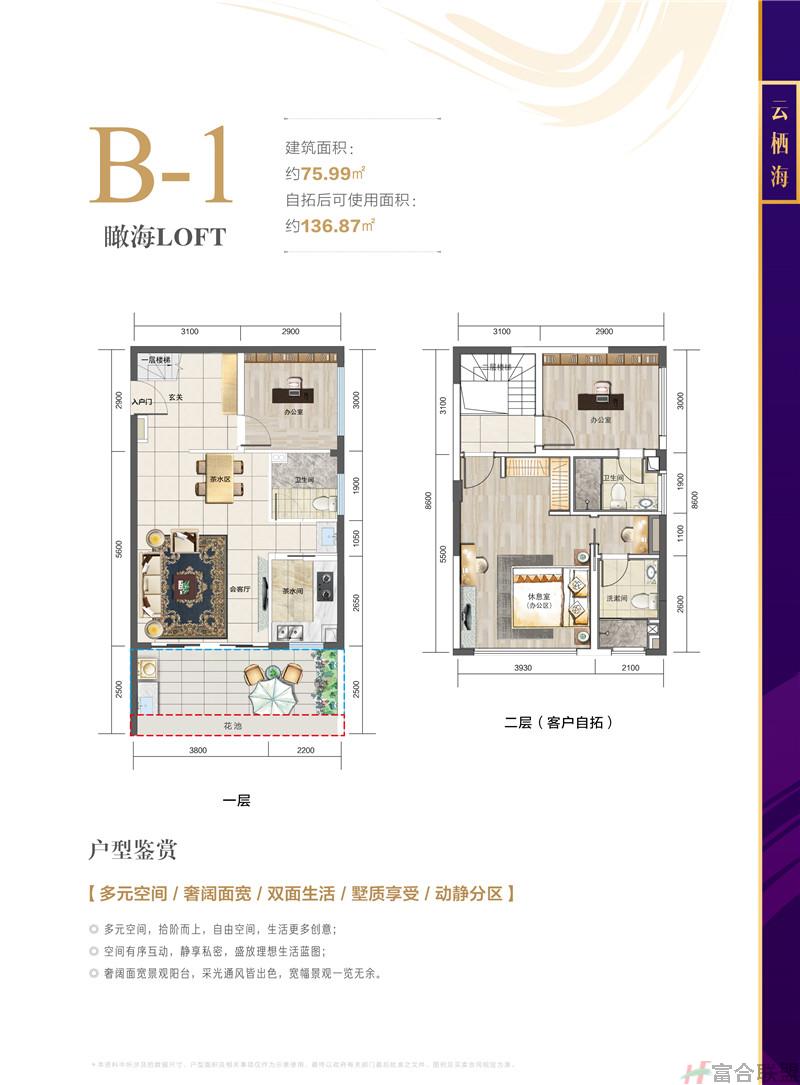 瞰海LOFT B-1户型 建筑面积75.99平米.jpg