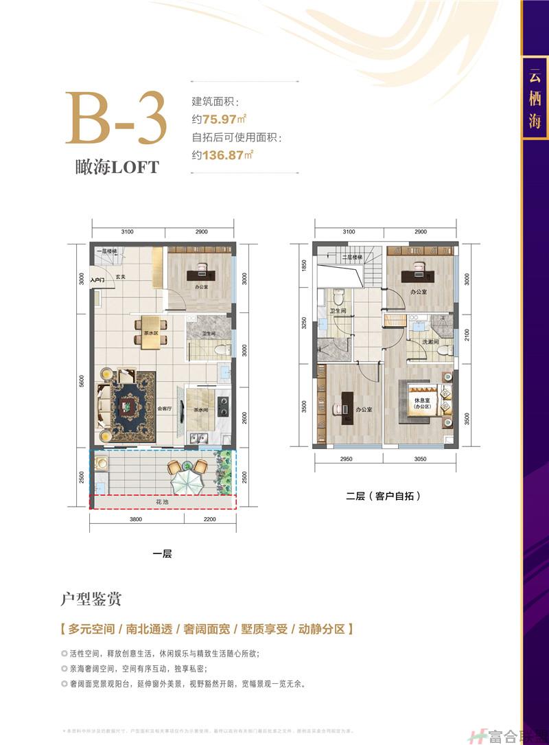 瞰海LOFT B-3户型 建筑面积75.97平米.jpg