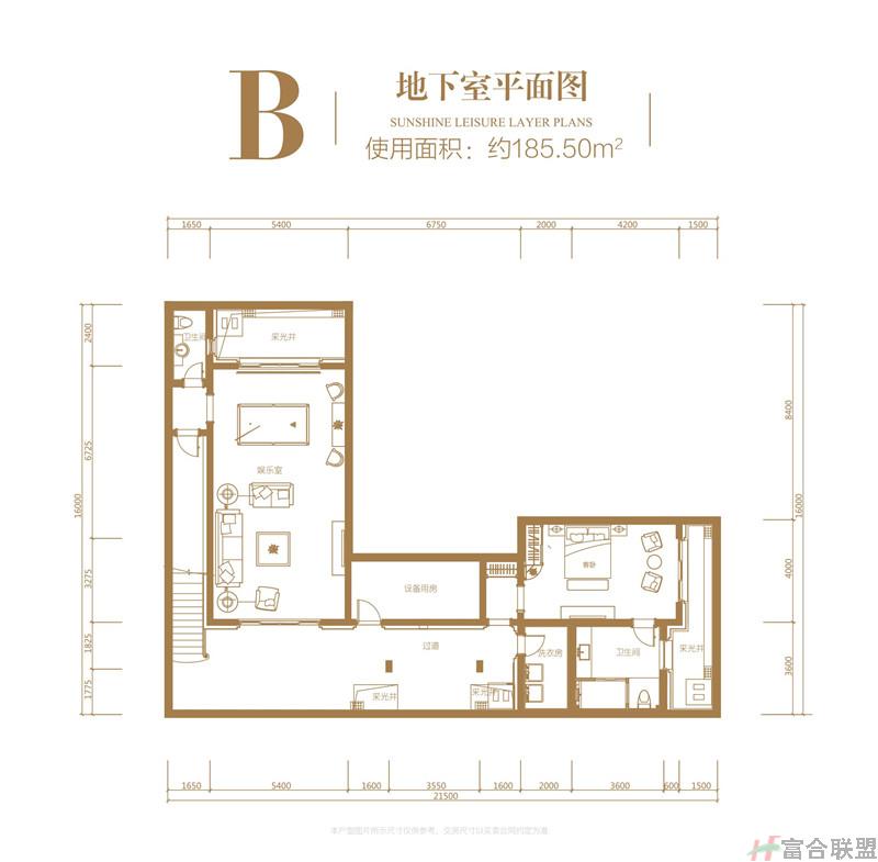 B地下室平面图 使用面积约185.50㎡.jpg