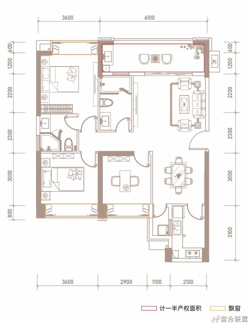 三房两厅两卫  建面约113.1㎡.jpg