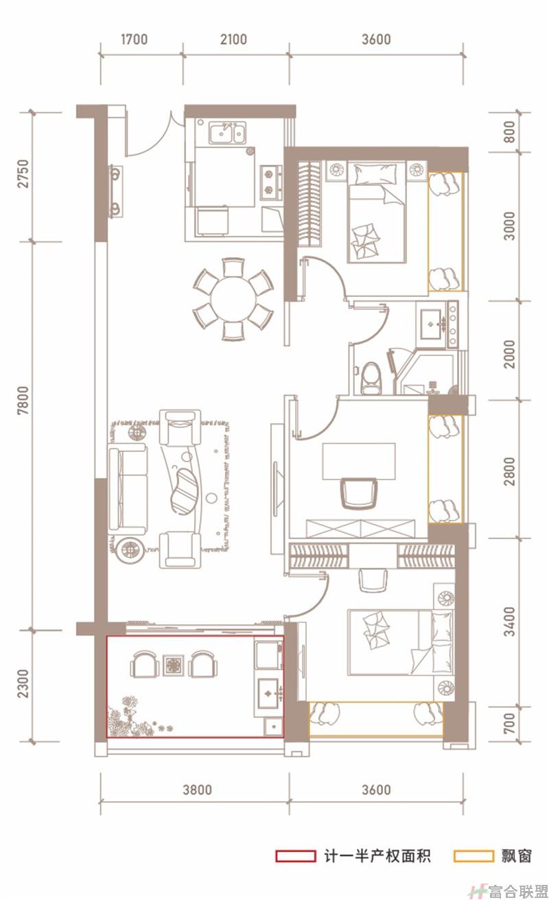 三房两厅一卫  建面约100.2㎡.jpg