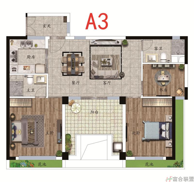 A3户型 3房2厅2卫 建筑面积101平米.jpg