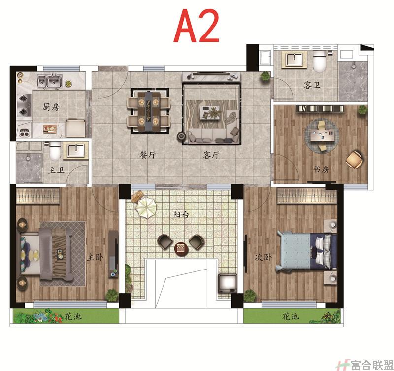 A2户型 3房2厅2卫 建筑面积101平米.jpg