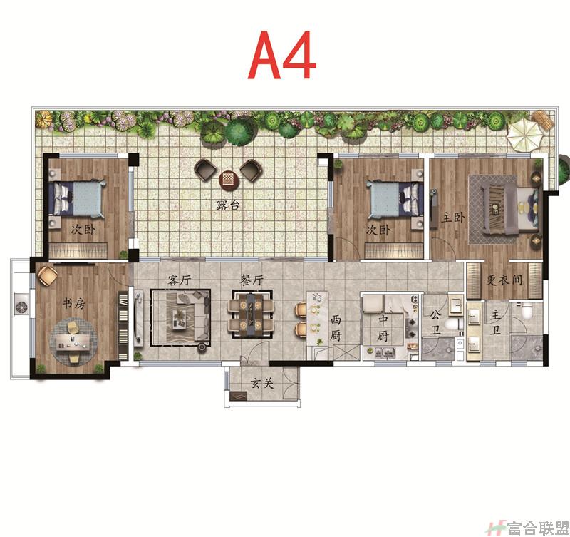 A4户型 4房2厅2卫 建筑面积165平米.jpg