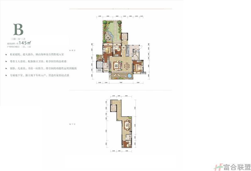 B户型 3房2厅2卫 建筑面积145平米.jpg