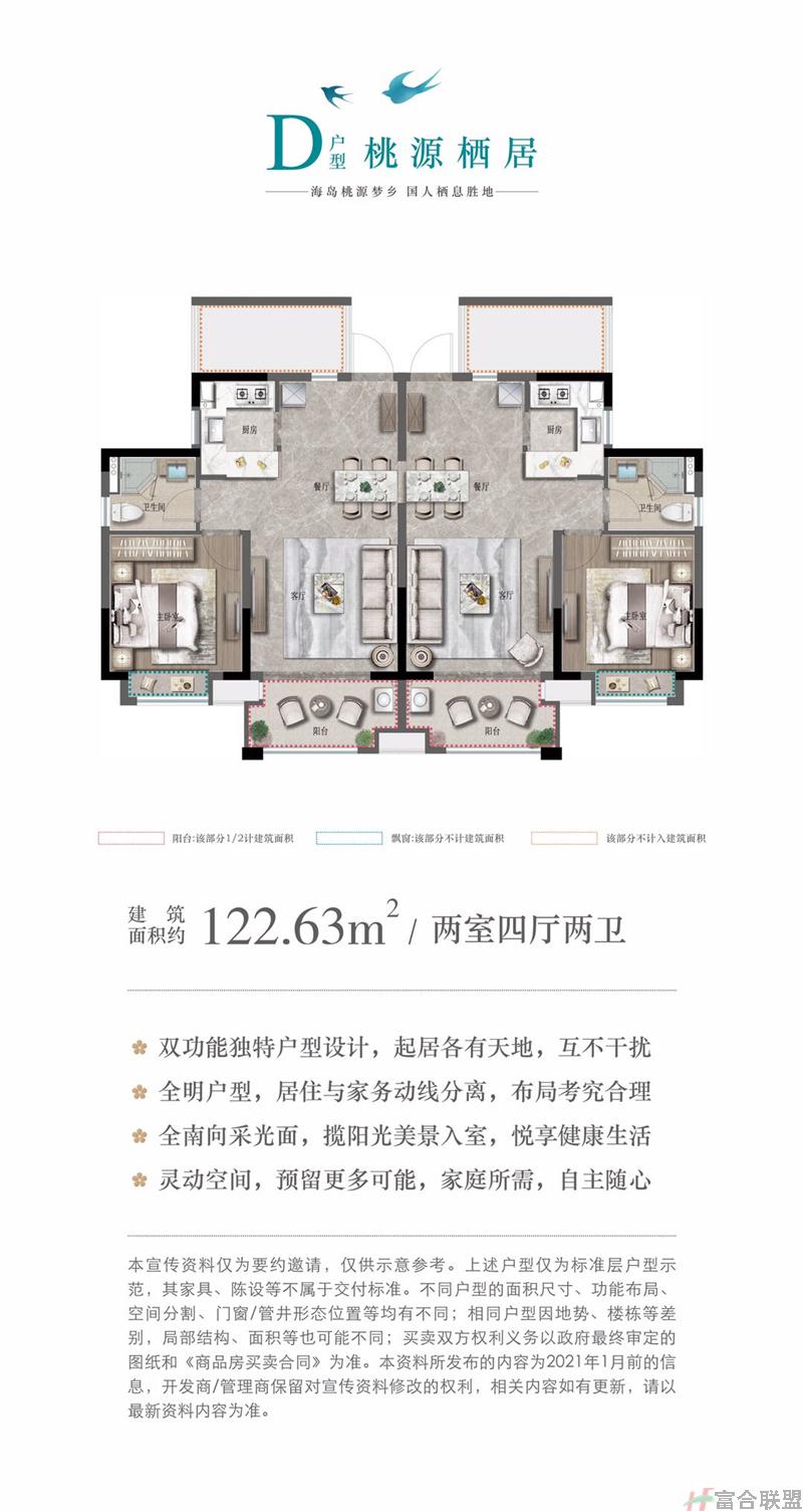D户型 2房4厅2卫 建筑面积122.63平米.jpg