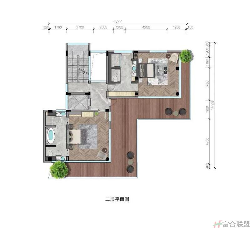 A户型5房3厅8卫1书房1保姆房 建筑面积347.21平米 二层.jpg