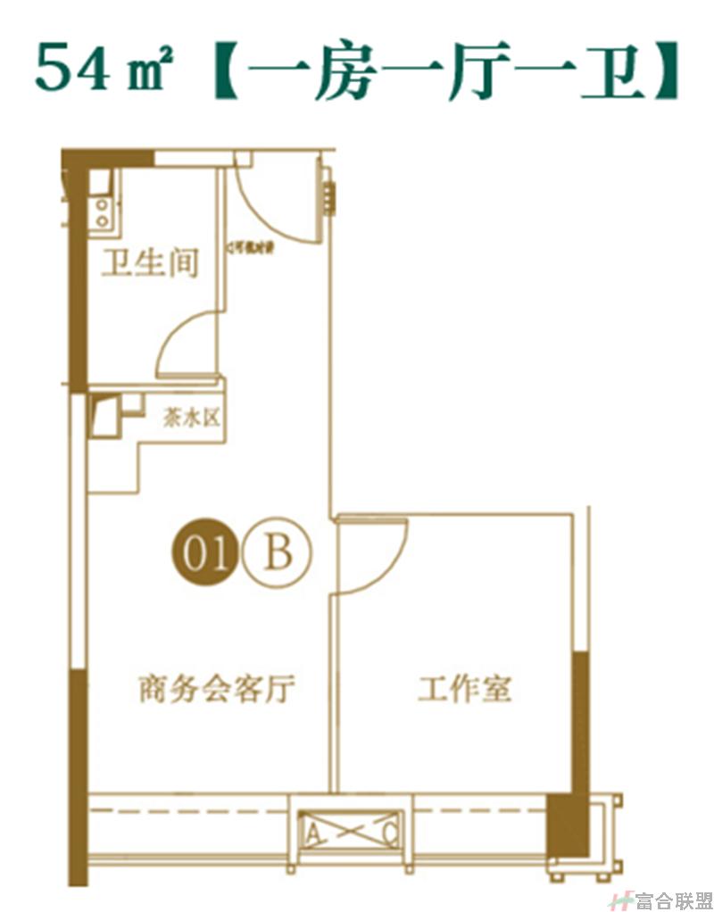 1房1厅1卫 建筑面积54平米.jpg