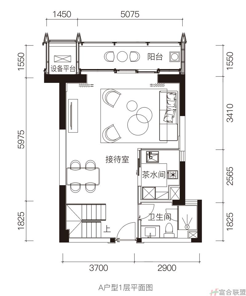 A户型 建筑面积73平米 1层平面图.jpg