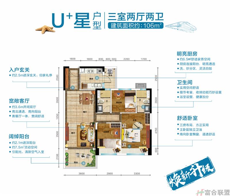 u+星户型 三室两厅两卫 建面106㎡.jpg