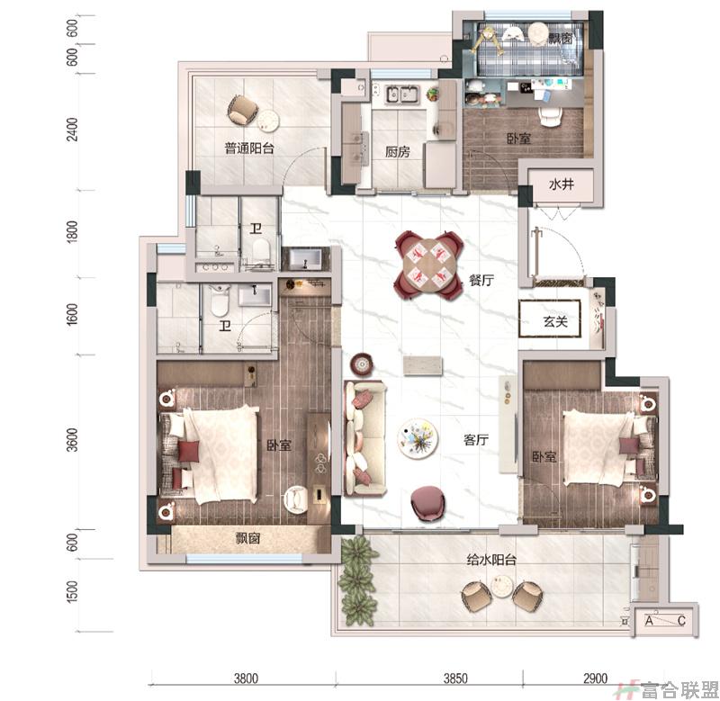 洋房建筑面积109㎡ 3+1房.jpg