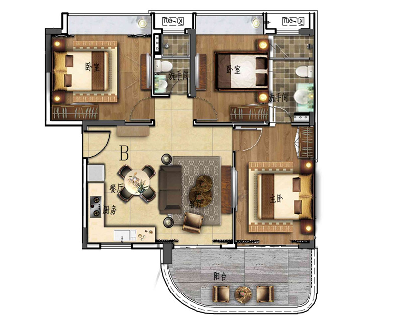 建筑面积100-108㎡ 3房2厅2卫。.jpg