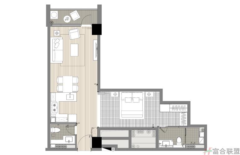 L户型 1居2厅1厨2卫建筑面积75㎡.jpg