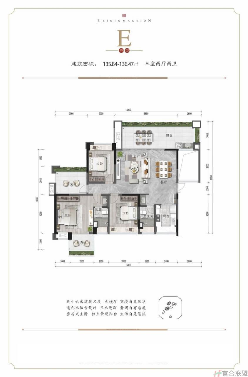 E户型 三室两厅两卫 建面约136㎡.jpg