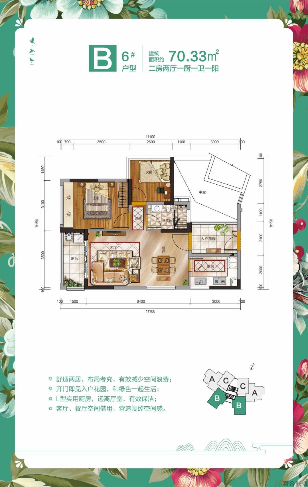 6#B户型 2室2厅1卫 建筑面积：70.33㎡.jpg