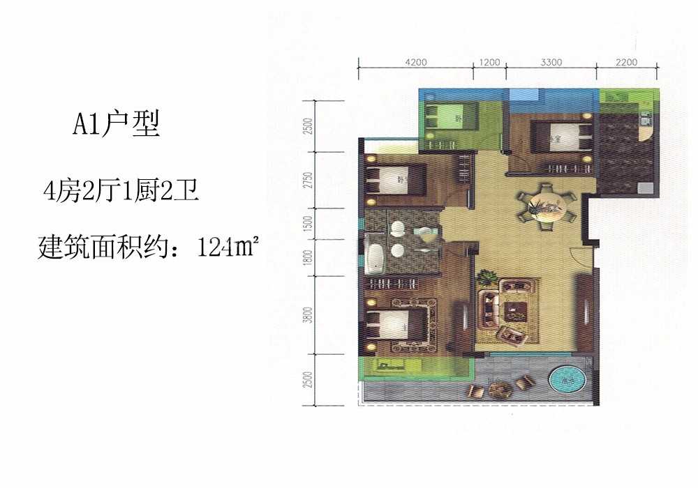 A1户型 4房2厅1厨2卫 124㎡.jpg