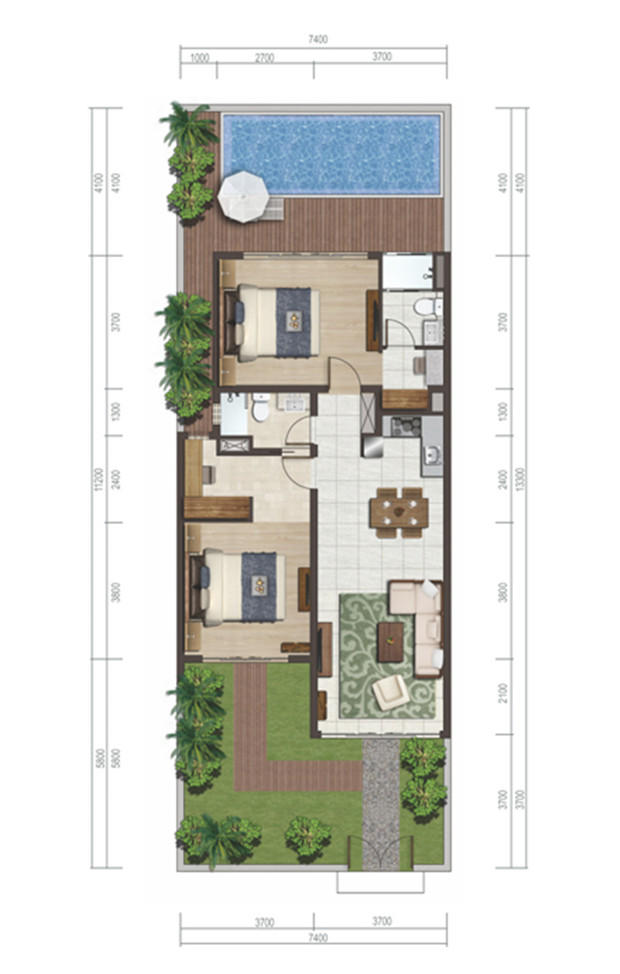 洋房 C户型 2房2厅2卫 建筑面积78平米 一层.jpg